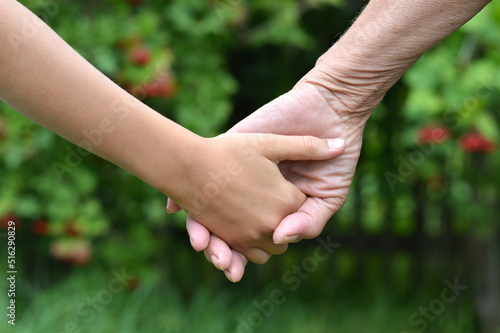 Two people holding hands at the nature close up © aletia2011