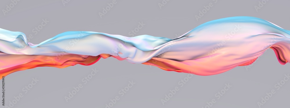 Abstract gradient blue-red background with fabric flying. Fashion background. 3D render Abstract gradient blue-red background with fabric flying. Fashion background. 3D render