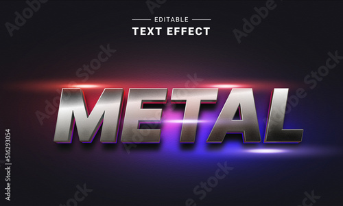 Editable 3D Trendy Metallic Text Effect. Cinematic Title