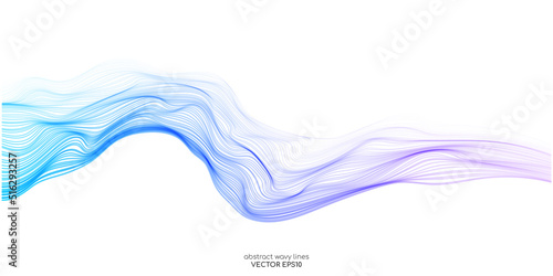 Vector wave lines flowing dynamic colorful gradient blue purple pink isolated on white background for concept of technology, digital, communication, science, music