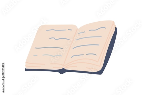 Opened book Flat vector illustration isolated on white background