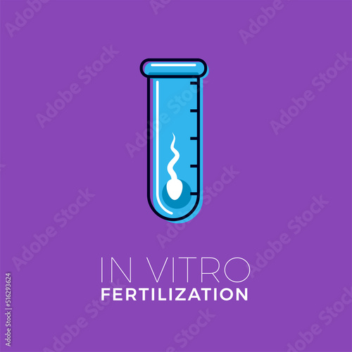 A sperm inside a blue tube. In Vitro Fertilization. Isolated Vector Illustration.