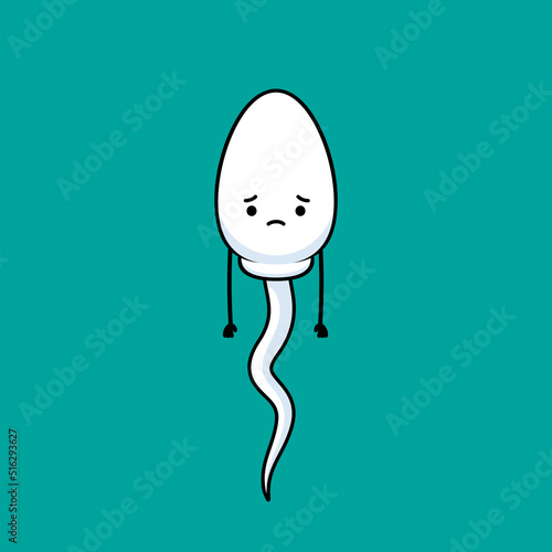 White Sperm is feeling sad. Isolated Vector Illustration.