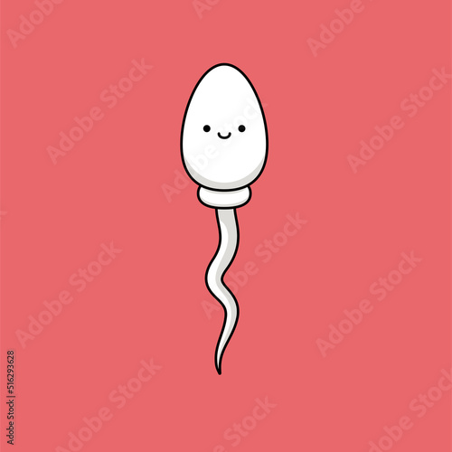The Smiling White Sperm. Isolated Vector Illustration.