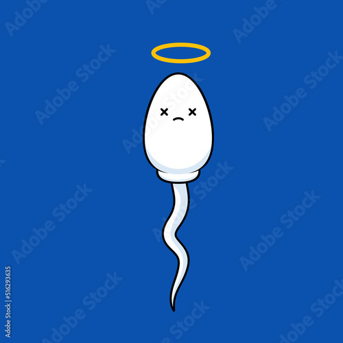White sperm with halo ring. Dead Sperm. Isolated Vector Illustration.