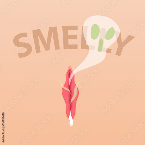 The Smelly Red Vagina. Isolated Vector Illustration.