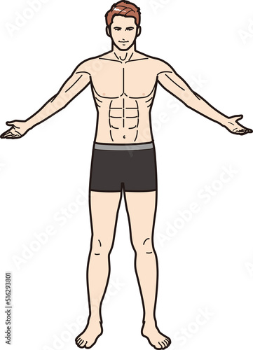 手を広げる筋肉質の男性