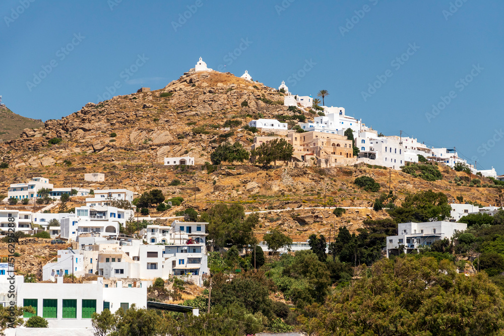 Ios Greece.06-06-2022. Traditional white houses at Ios village.Cyclades Islands. Greece.