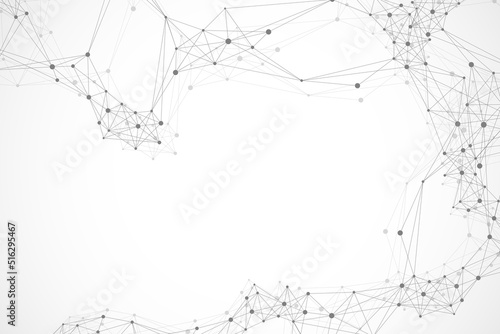 Big data visualization. Geometric abstract background visual information complexity. Futuristic infographics design. Technology background with connected line and dots, wave flow illustration
