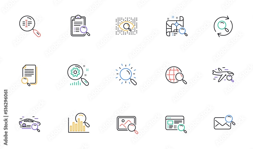 Search line icons. Indexation, Artificial intelligence and Car rental. Search images linear icon set. Bicolor outline web elements. Vector Search line icons. Indexation, Artificial intelligence and Car rental. Search images linear icon set. Bicolor outline web elements. Vector