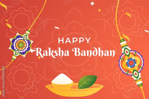 Happy Raksha Bandhan background. Indian Religious Festival. Vector Illustration. 