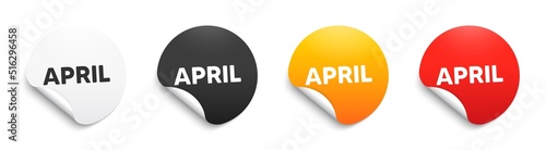 April month icon. Round sticker badge with offer. Event schedule Apr date. Meeting appointment planner. Paper label banner. April adhesive tag. Vector
