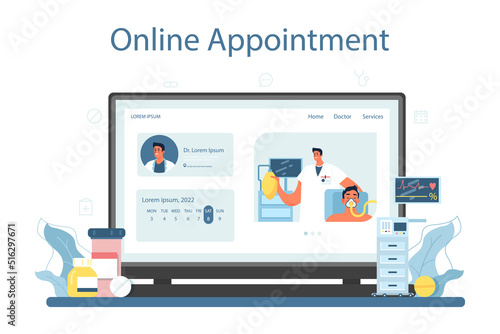 Anesthesiologist online service or platform. Doctor wearing