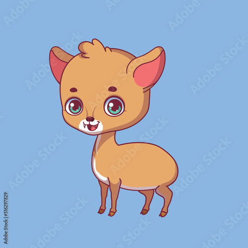 Illustration of a cartoon chevrotain (lesser deer mouse) on colorful background photo