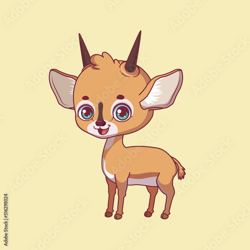 Illustration of a cartoon duiker on colorful background photo