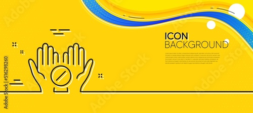 Medical tablet line icon. Abstract yellow background. Medicine drugs sign. Pharmacy medication symbol. Minimal medical tablet line icon. Wave banner concept. Vector