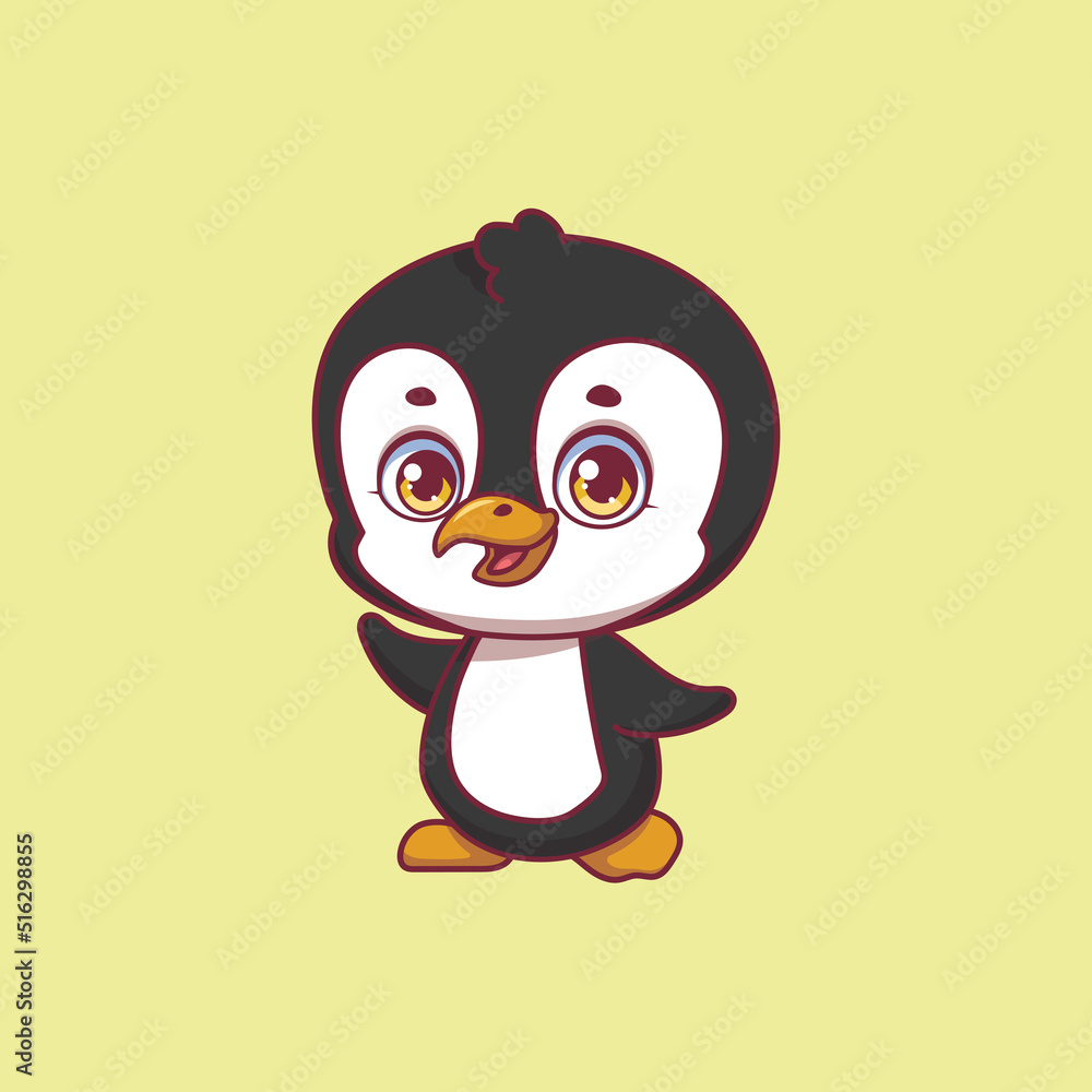 Obraz premium Illustration of a cartoon penguin on colorful background