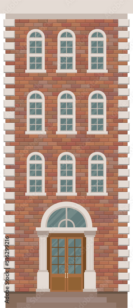 Brick townhouse apartament vector illustration isolated on white background