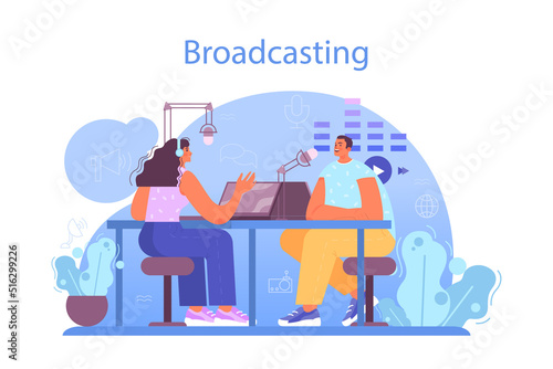 Radio host concept. Idea of music broadcasting in the studio