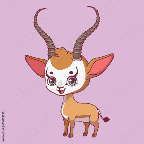 Illustration of a cartoon springbok on colorful background photo