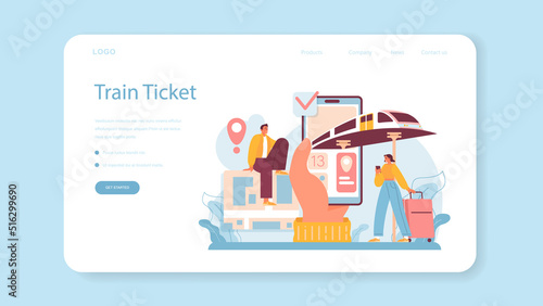 Trip booking web banner or landing page. Buying a ticket for train.