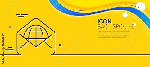 Web Mail line icon. Abstract yellow background. Message correspondence sign. E-mail symbol. Minimal web Mail line icon. Wave banner concept. Vector
