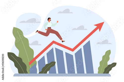 Challenge concept. Business character overcoming obstacles and hurdles