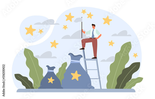 Daydreaming concept. Business characters dreaming or daydreaming