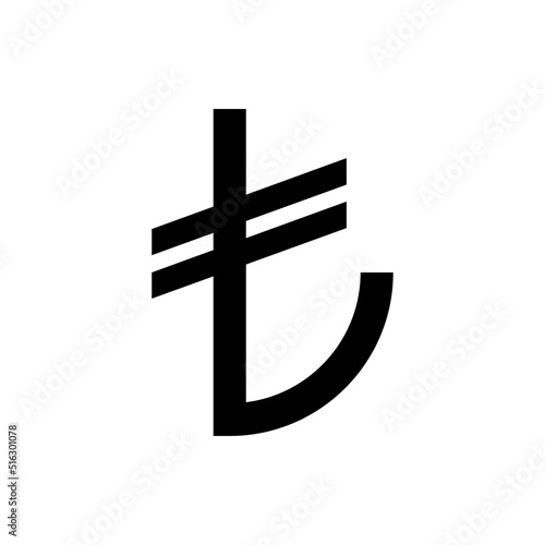 Turkish lira currency sign isolated on white background. Vector