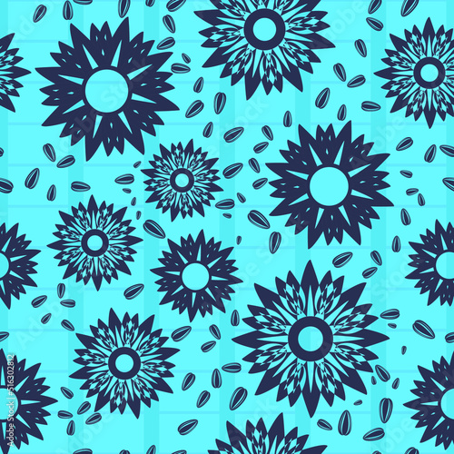 sunflower pattern with seeds. Perfect ornament for fashion fabric or other printable covers.