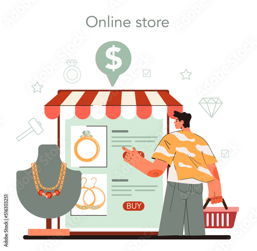 Jeweler online service or platform. Precious stones jewelry designer