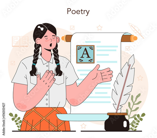 Literature school subject. Study ancient writer and modern