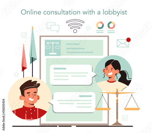 Lobbyist online service or platform. Professional pr specialist