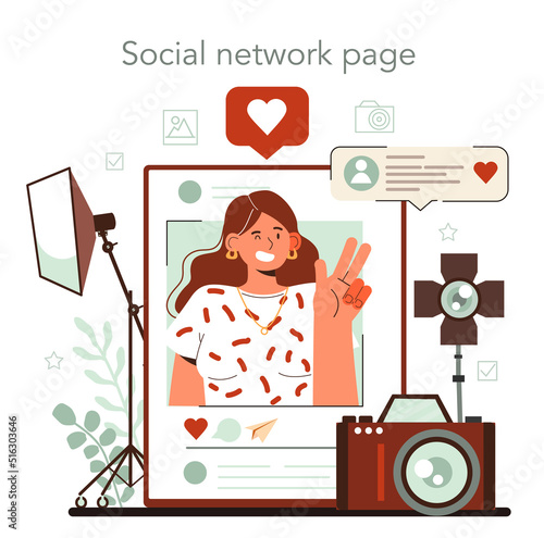 Photo model online service or platform. Man and woman represent