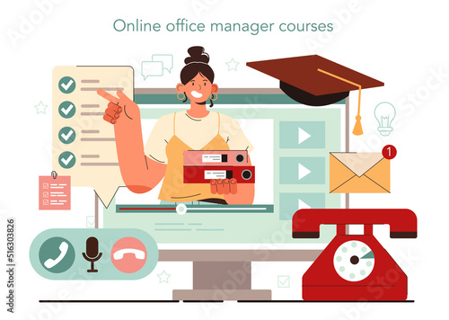 Office manager online service or platform. Coworking space