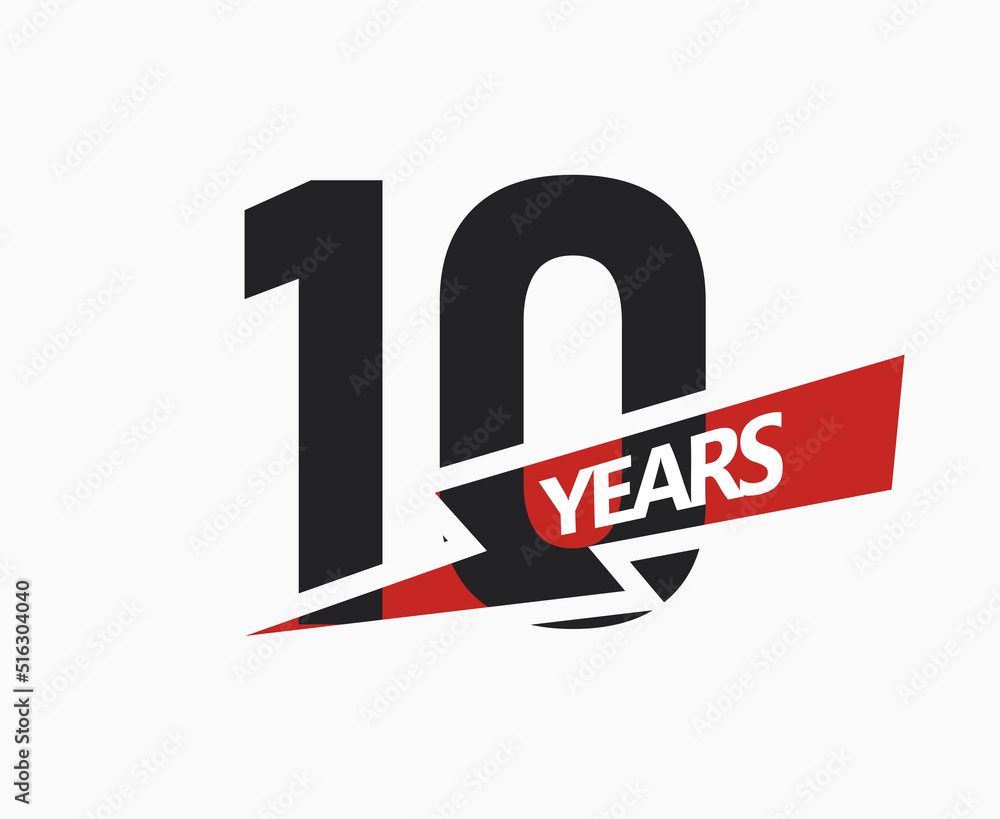 10 years of business, jubilee logo. 10th Anniversary sign. Modern graphic design for company birthday. Isolated vector illustration. 10 years of business, jubilee logo. 10th Anniversary sign. Modern graphic design for company birthday. Isolated vector illustration.