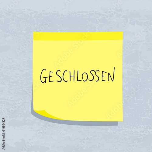 Geschlossen paper note