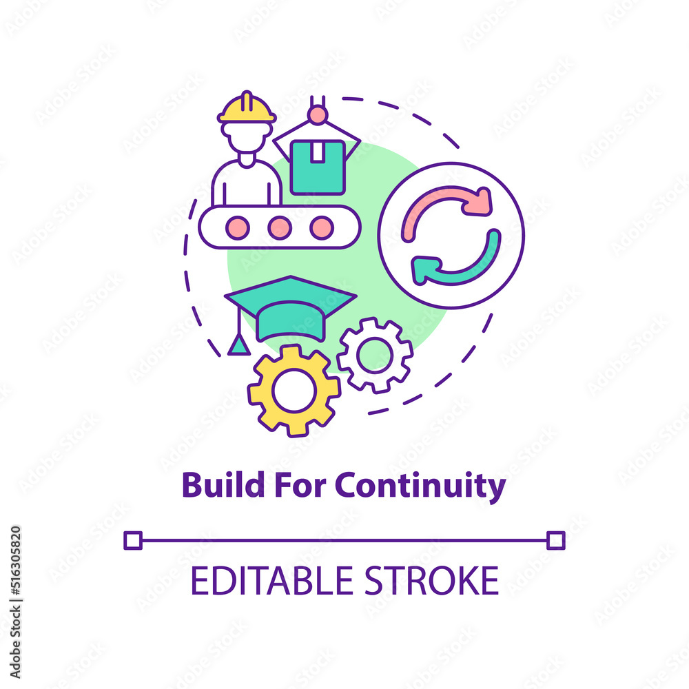 Build for continuity concept icon. Dealing with inflation in business abstract idea thin line illustration. Isolated outline drawing. Editable stroke. Arial, Myriad Pro-Bold fonts used
