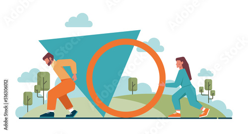 Hard or easy path choice concept. Success or failure. Two ways dilemma