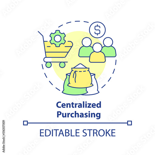 Centralized purchasing concept icon. Formal procurement method abstract idea thin line illustration. Procedural efficiency. Isolated outline drawing. Editable stroke. Arial, Myriad Pro-Bold fonts used