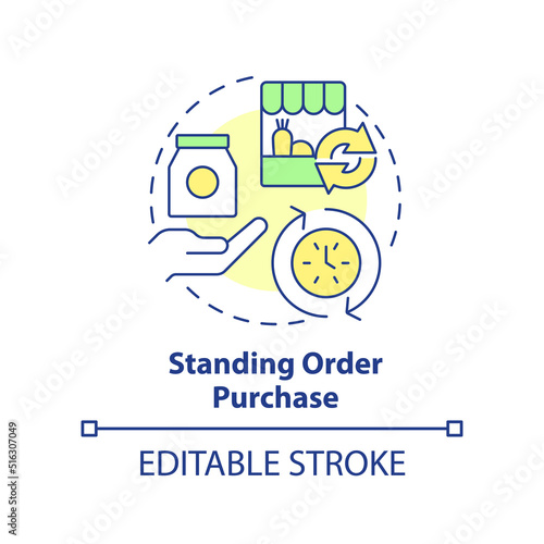 Standing order purchase concept icon. Food procurement method abstract idea thin line illustration. Recurring charges. Isolated outline drawing. Editable stroke. Arial, Myriad Pro-Bold fonts used