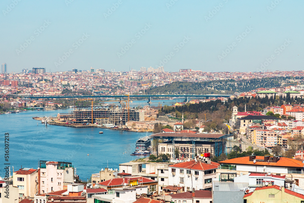European part of Istanbul, Turkey. Panorama in sunny day