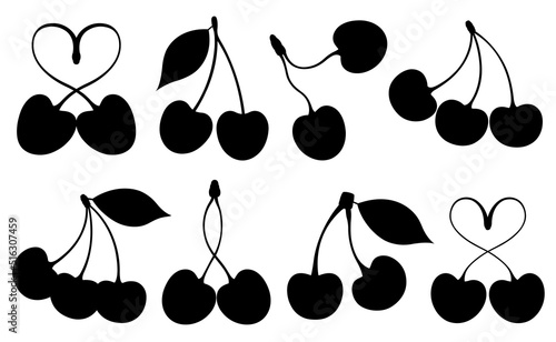 Set of different cherries isolated on white