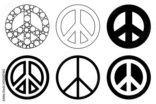 Illustration of different peace signs isolated on white