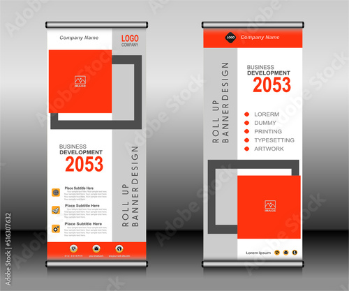 Roll up banner template design,banner layout, advertisement, pull up, polygon background.