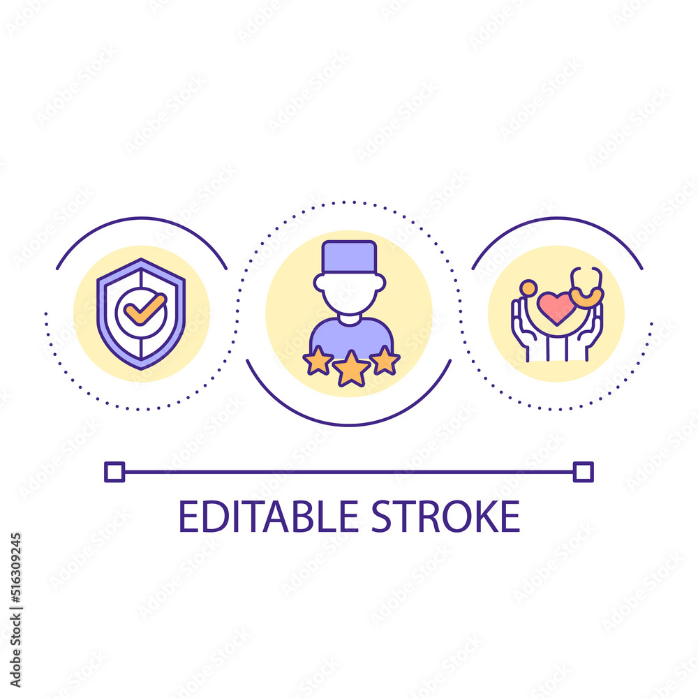 Medical worker loop concept icon. Clinical doctor and therapist. Professional medical help abstract idea thin line illustration. Isolated outline drawing. Editable stroke. Arial font used