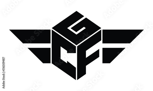 GCF three letter gaming logo in polygon cube shape logo design vector template. wordmark logo | emblem logo | monogram logo | initial letter logo | sports logo | minimalist logo | typography logo | photo