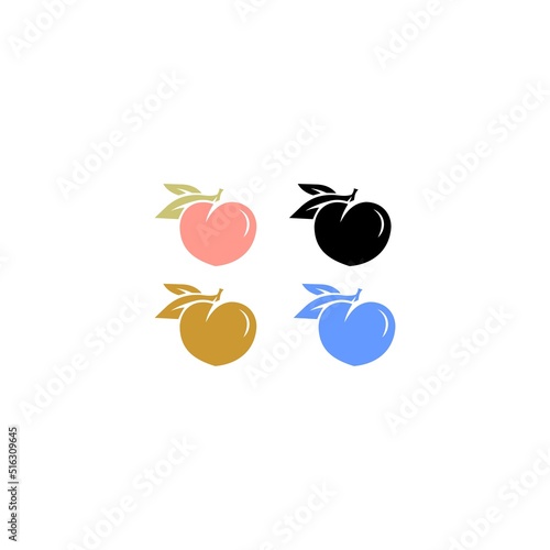 Peach logo, vector illustration. Flat design style. vector peach icon illustration isolated on White background, peach icon Eps 9. peach icons graphic design vector symbols.