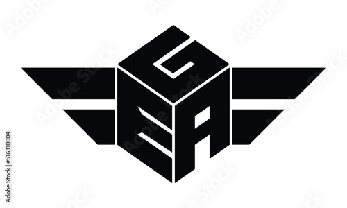GEA three letter gaming logo in polygon cube shape logo design vector template. wordmark logo | emblem logo | monogram logo | initial letter logo | sports logo | minimalist logo | typography logo |