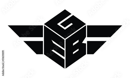 GEB three letter gaming logo in polygon cube shape logo design vector template. wordmark logo | emblem logo | monogram logo | initial letter logo | sports logo | minimalist logo | typography logo |